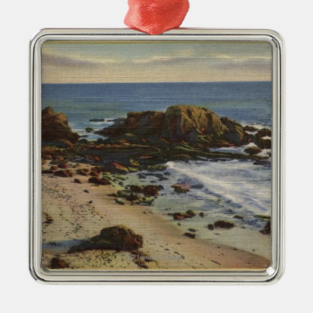 Aerial of the Rocky Coast Metal Ornament (Front)