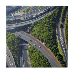 Aerial over Highway Junction Ceramic Tile
