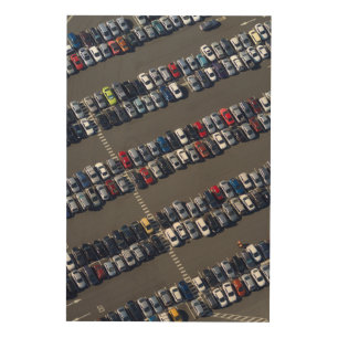Aerial over Parking Lot Wood Wall Art