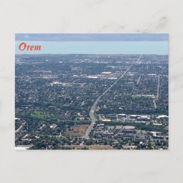 Aerial panoramic view of Orem and the Utah Lake Postcard (Front)