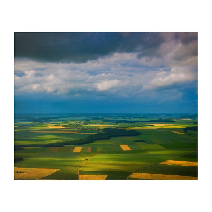Aerial photo of green and brown field acrylic print Zazzle