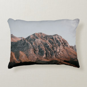 AERIAL PHOTOGRAPHY OF BROWN AND GRAY MOUNTAIN RANG ACCENT PILLOW
