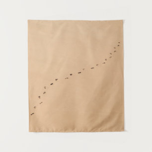 Aerial photography of footprints in the sand tapestry