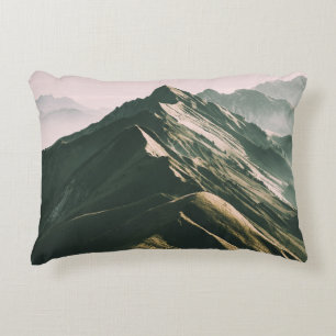 AERIAL PHOTOGRAPHY OF GREY AND BROWN MOUNTAIN ACCENT PILLOW