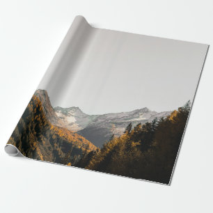 AERIAL PHOTOGRAPHY OF MOUNTAIN UNDER CLOUDY SKY WRAPPING PAPER