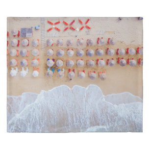 Aerial photography of seashore at daytime duvet cover