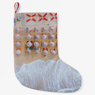 Aerial photography of seashore at daytime small christmas stocking