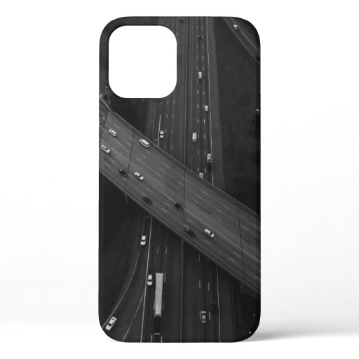 AERIAL PHOTOGRAPHY OF VEHICLE ON ROAD iPhone 12 CASE