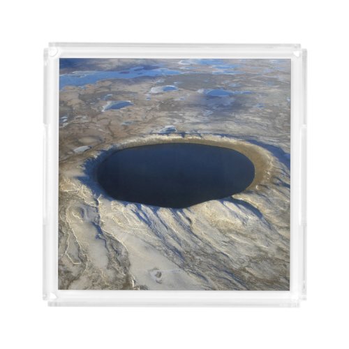 Aerial Pingualuit Crater Quebec Canada Acrylic Tray