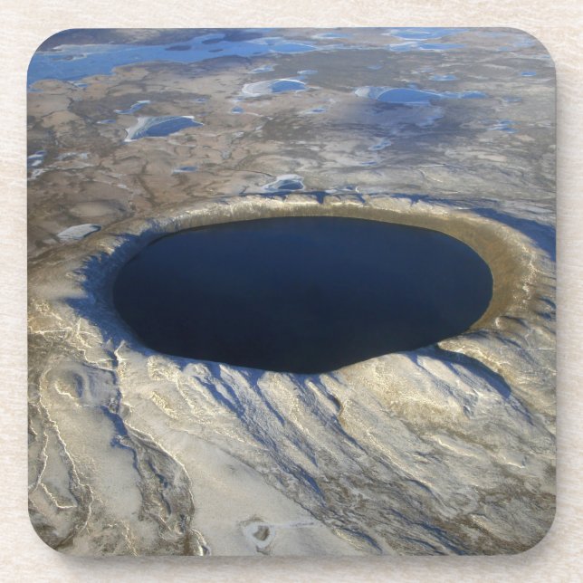 Aerial Pingualuit Crater, Quebec, Canada. Beverage Coaster (Front)