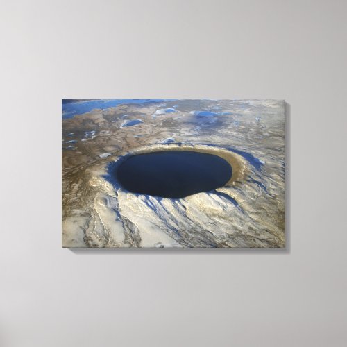Aerial Pingualuit Crater Quebec Canada Canvas Print