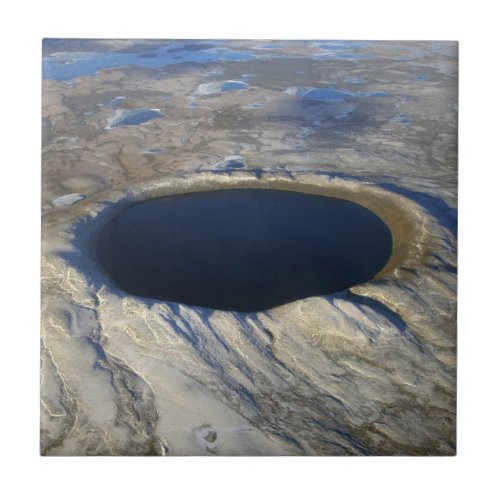 Aerial Pingualuit Crater Quebec Canada Ceramic Tile