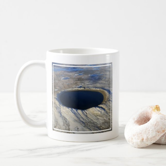 Aerial Pingualuit Crater, Quebec, Canada. Coffee Mug (With Donut)
