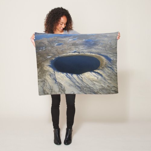 Aerial Pingualuit Crater Quebec Canada Fleece Blanket