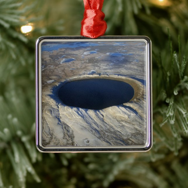 Aerial Pingualuit Crater, Quebec, Canada. Metal Ornament (Tree)