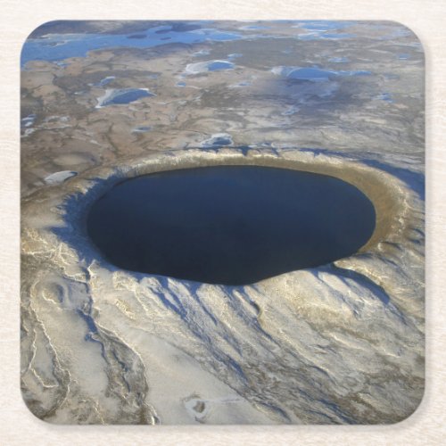 Aerial Pingualuit Crater Quebec Canada Square Paper Coaster