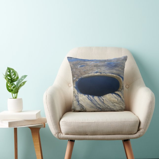 Aerial Pingualuit Crater, Quebec, Canada. Throw Pillow (Chair)
