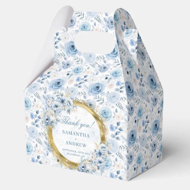 Aerial Romantic Bohemian Pastel Blue Gold Wedding Favor Boxes (Aerial Romantic Bohemian Pastel Blue Gold Wedding Favor Boxes)