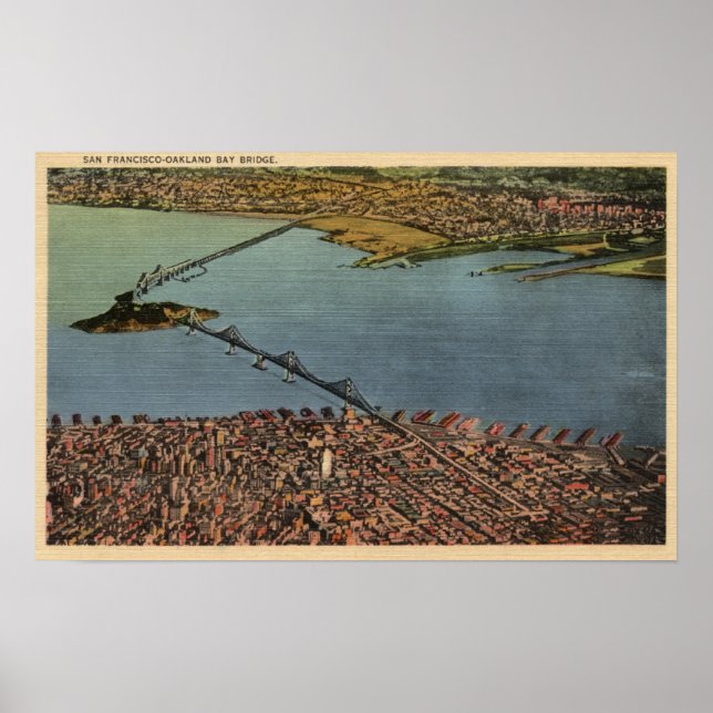 Aerial, San Francisco-Oakland Bay Bridge Poster (Front)