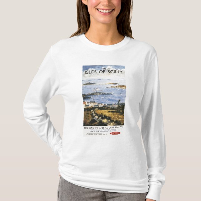 Aerial Scene of Town and Dock Railway Poster T-Shirt (Front)