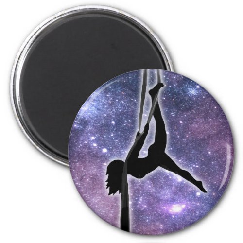 Aerial Silk Dancer Silhouette Galaxy Magnet