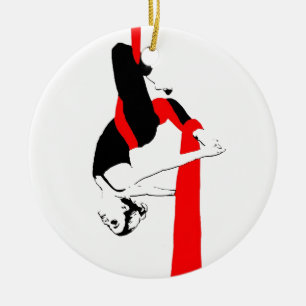 Aerial Silks Dancer Gemini Pose Ceramic Ornament