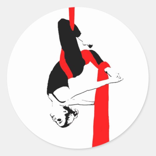 Aerial Silks Dancer Gemini Pose Classic Round Sticker
