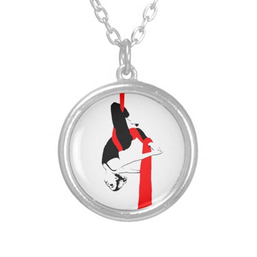 Aerial Silks Dancer Gemini Pose Silver Plated Necklace