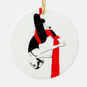 Aerial Silks Double Sided Ornament in Black and Re