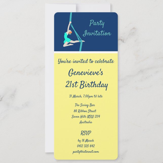 Aerial Silks Invitation (Front)