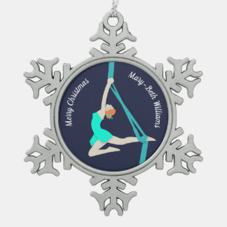 Aerial Silks Snowflake Pewter Christmas Ornament