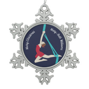 Aerial Silks Snowflake Pewter Christmas Ornament