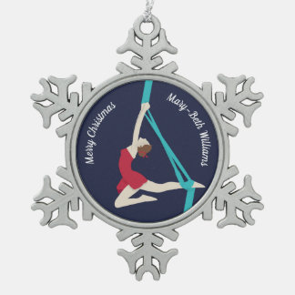 Aerial Silks Snowflake Pewter Christmas Ornament