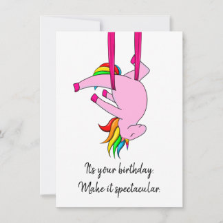Aerial Silks Unicorn Flat Birthday Card