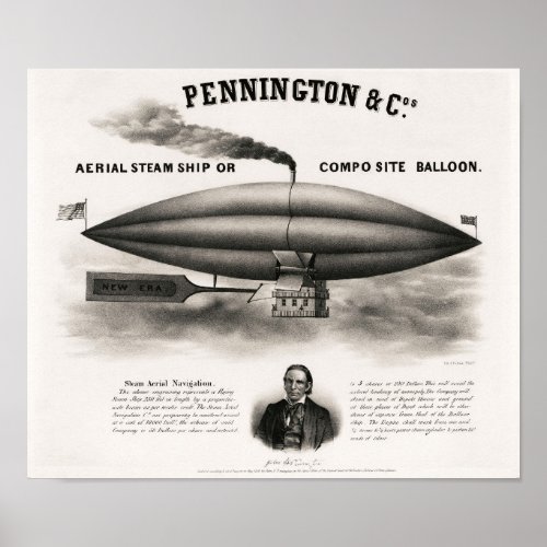 Aerial Steam Ship or Composite Balloon _ 1850 Poster