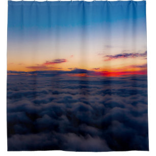 Aerial sunset view over the Blue Ridge Mountains f Shower Curtain