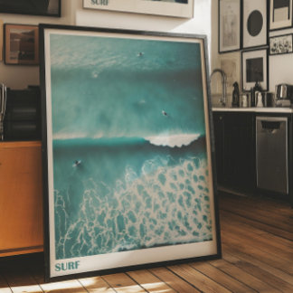 Aerial Surf Photography Ocean Wave Wall Poster