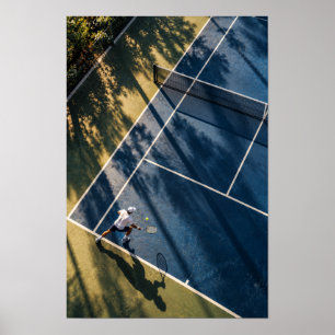 Aerial Tennis Court Wall Art – Blue Court and Gold