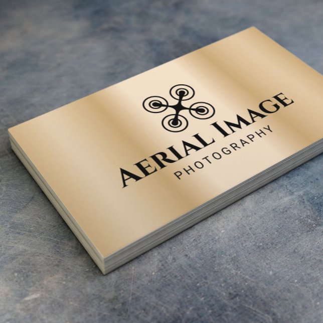 Aerial Video & Photography Drone Service Gold Business Card (Creator Uploaded)