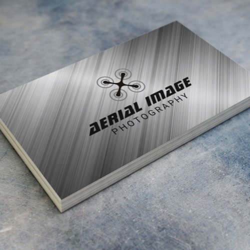 Aerial Video  Photography Drone Service Metal Business Card