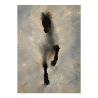 Aerial View Black Horse Oil Painting Wall Art