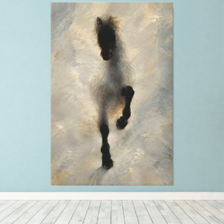 Aerial View Black Horse Oil Painting Wall Art