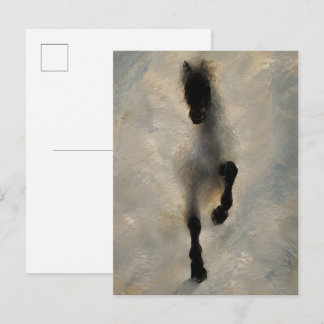 Aerial View Black Horse Oil Painting Wall Art Postcard