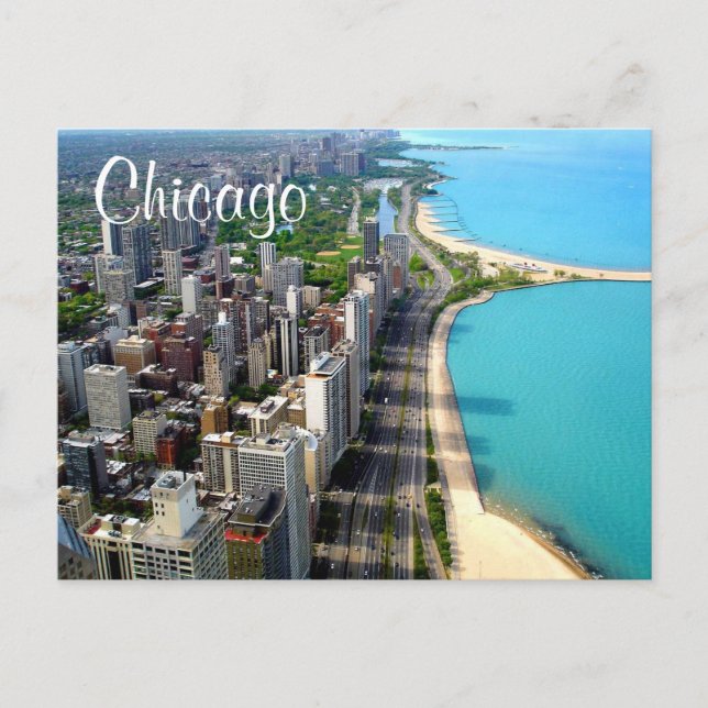 Aerial View Chicago Illinois Travel Post Card (Front)
