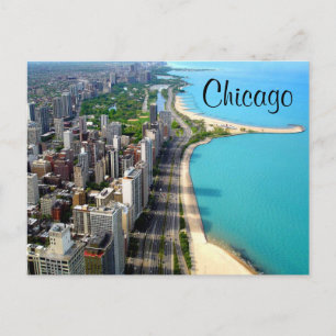 Aerial View Chicago Illinois Travel Post Card