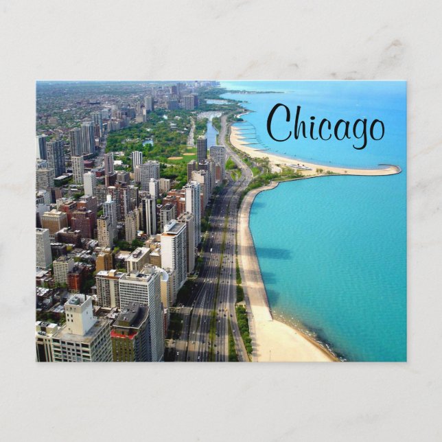 Aerial View Chicago Illinois Travel Post Card (Front)