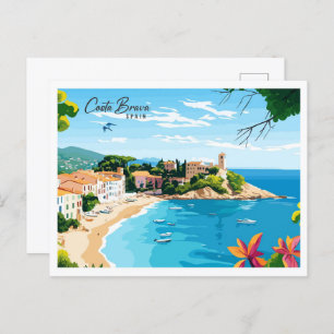 Aerial View Costa Brava Spain Travel Postcard