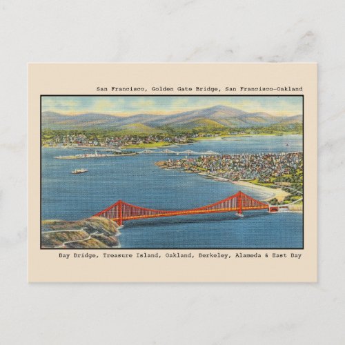 Aerial View Golden Gate Bridge San Francisco Bay Postcard