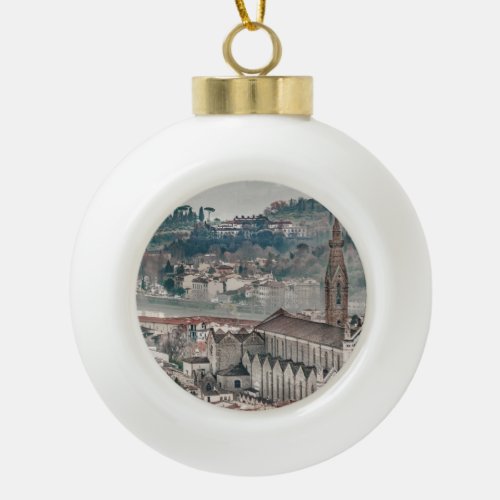 Aerial View Historic Center of Florence Italy Ceramic Ball Christmas Ornament