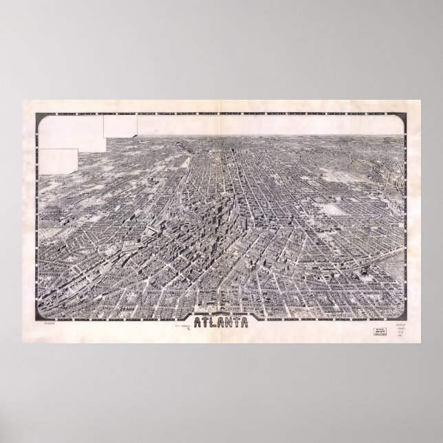 Aerial View Map of Atlanta Georgia (1919) Poster (Front)